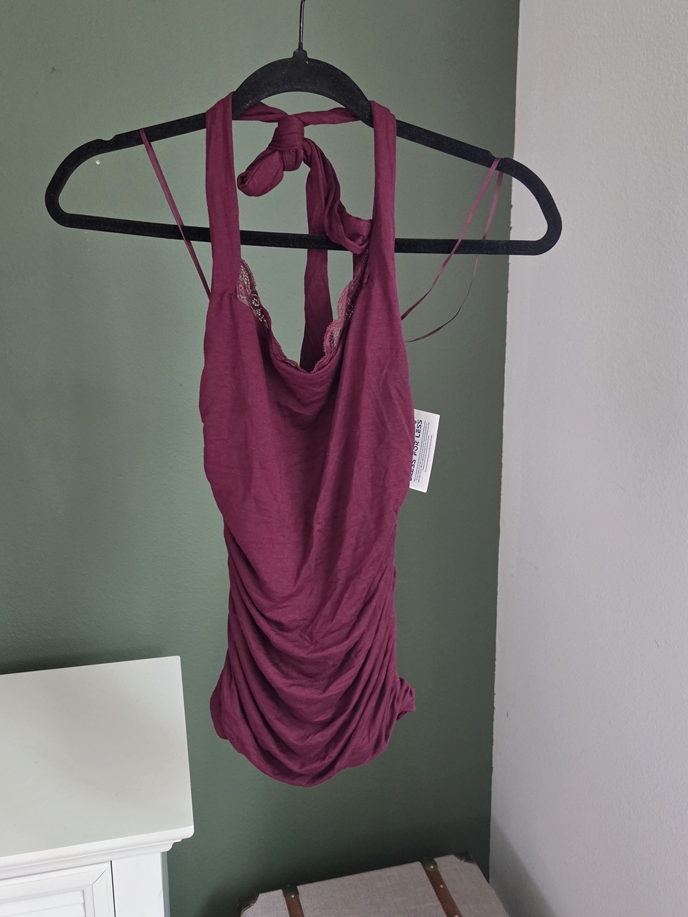 Sleeveless Ruched Halter Top - Wine